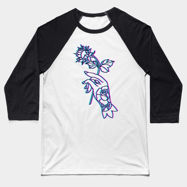 3D style Trippy Hand tattoo art Baseball T-Shirt by HAPHEART.COM